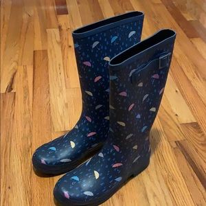 Navy blue rain boots